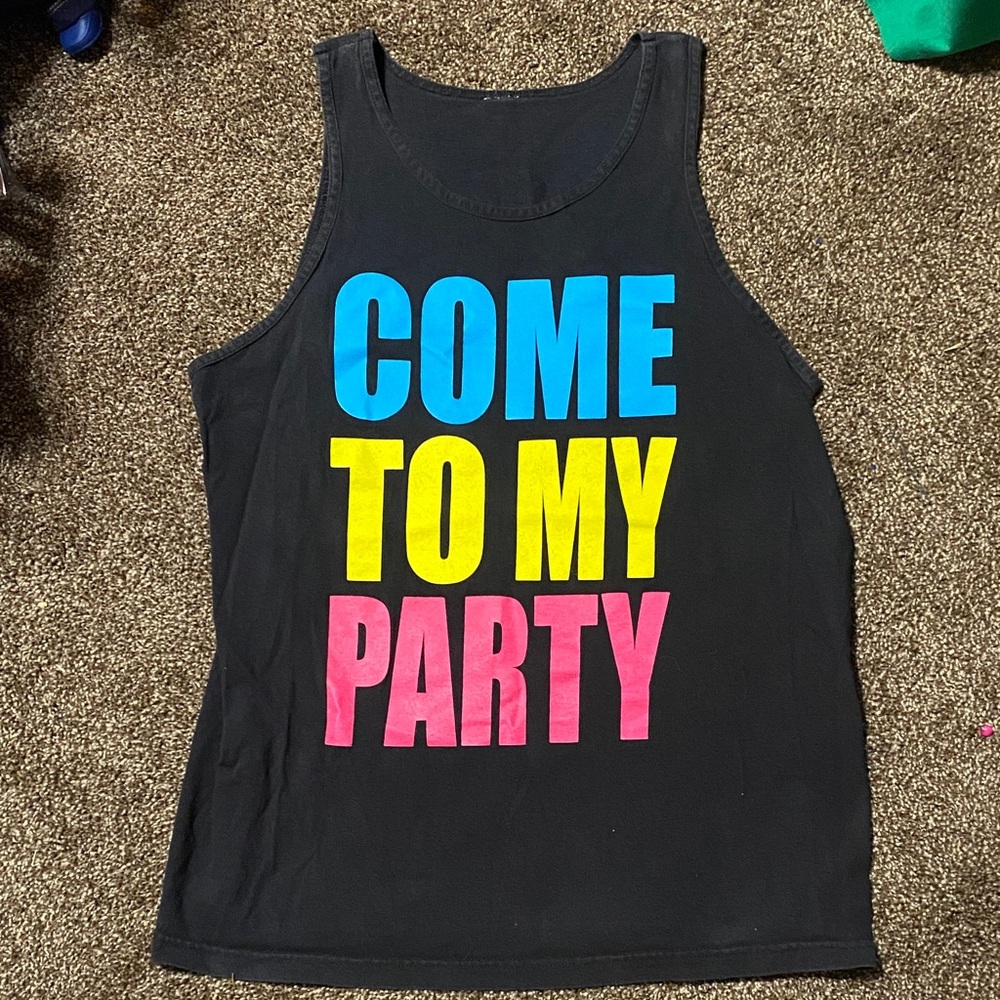 Black Party Tank Top with Colorful Print